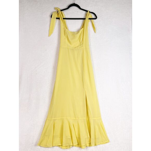 Lulus Summer Invite Yellow Tie-Strap Tiered Midi Dress Size XS NWT - Picture 6 of 11